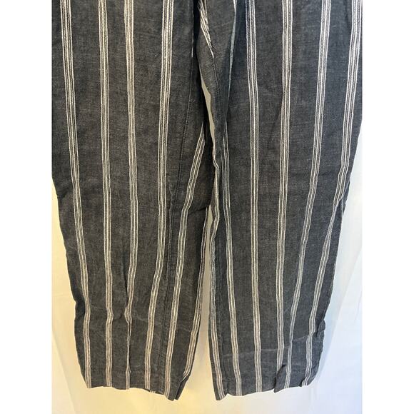Garnet Hill Sz 4 Classic Blue Striped Linen Trouser Pants - Picture 3 of 11